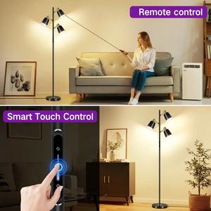 Lampe sur pied contemporaine avec abat-jour en tissu et interrupteur au pied pour chambre à coucher et salon - Product Image 4