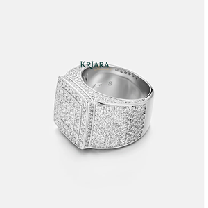 Anillo de Diamantes de Plata 925 con Oro Blanco, Corte Brillante Redondo, Diamantes Cultivados en Laboratorio, Lujoso, Unisex, para Uso Diario - Product Image 4
