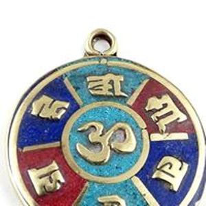 Pendentif tibétain Auspicious Sing en turquoise incrustée - Product Image 4