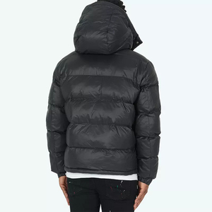 Veste matelassée noire pour homme, personnalisée par le fabricant, épaisse, chaude pour l'hiver, avec capuche, entièrement zippée, imperméable - Product Image 5
