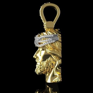 Colgante de Jesús con Moissanita de 1.50 CTW en Plata 925 con Baño de Oro de 14k, Fe que Brilla para Siempre, Estilo Hip Hop - Product Image 2