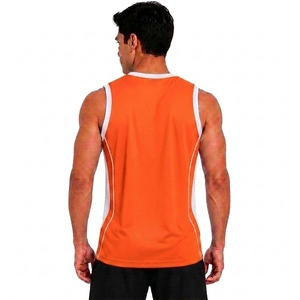 Unisex Orange Sleeveless Basketball Tank <b>Top</b> Crew Neck Moisture Wicking Regular Fit Polyester Mesh Sportwear Custom Team Name - Product Image 2