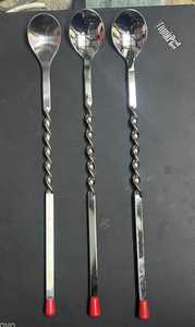 Cuchara de Bar Portátil Reutilizable de Acero Inoxidable Ecológica con Perilla Roja - Product Image 3