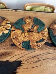 Handmade Olive Wood Green Epoxy Resin Modern Design Battery Powered Wall <b>Clock</b> Silent Artisan Timepiece Living Room Decor - Product Image 4