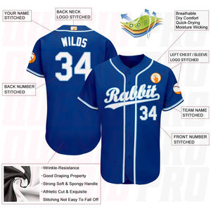 Camiseta de Béisbol Personalizada en Blanco Real y Azul Claro, Impresión por Sublimación Totalmente Personalizada, Diseño Personalizado con Logotipo, Colores, Equipos, Clubes - Product Image 3