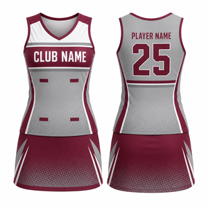 MEGAMAPLE Uniforme de netball sans manches personnalisé pour femme, Marron Gris, Impression par sublimation, Respirant, Sans couture, Détection par fusion à l'aiguille - Product Image 1