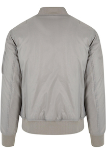 Blouson bomber gris pour homme, en toile unie avec coque en soie, fermeture éclair, col montant, style streetwear, décontracté, pour l'hiver - Product Image 2