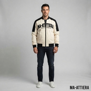 <b>Mens</b> <b>Cream</b> Black Bomber <b>Jacket</b> Streetwear <b>Mens</b> Winter <b>Jackets</b> Wholesale <b>Jacket</b> For <b>Men</b> Casual Fashion <b>Jacket</b> - Product Image 1