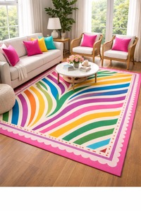 Modern Abstract <b>Rainbow</b> Wave Rug Colorful Living Room Carpet Soft Plush Area Rug Decorative Home Floor Luxury Designer Carpet - Product Image 4