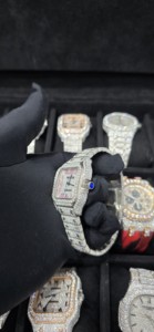 Reloj de lujo automático de acero inoxidable con moissanita VVS, estilo hip hop, cuadrado de 36 mm, que pasa la prueba del diamante, para mujer. - Product Image 4