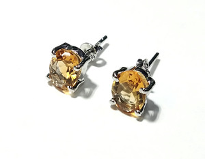 KGN SILVER JEWELLERY HOUSE ต่างหูพลอยซิทรินธรรมชาติ เงินแท้ 925 ชุบเงิน ได้รับการรับรองจากผู้ตรวจสอบอิสระ พลอยสีเหลือง - Product Image 2