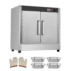 Scaldavivande professionale a 4 livelli in acciaio inox con doppia porta, regolazione manuale della temperatura, ripiani regolabili e 4 vaschette per acqua, ideale per concessioni - Product Image 6