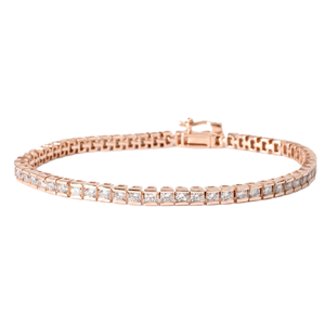 Wholesale DEF Color VS VVS Clarity 10K 14K 18K <b>Solid</b> <b>Gold</b> Round Lab Grown Diamond Tennis Bracelet Half Bezel Wedding Bracelet - Product Image 1