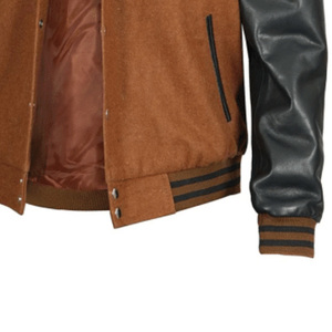 Veste universitaire en laine tricotée sur mesure pour l'hiver avec manches en cuir, broderie, design d'équipement d'équipe - Product Image 6