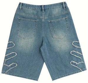 Men's Vintage Denim <b>Shorts</b> Oversized Baggy Jorts Ripped Distressed Cotton Casual <b>Jean</b> <b>Shorts</b> Summer Knee Length Pants Wholesale - Product Image 4