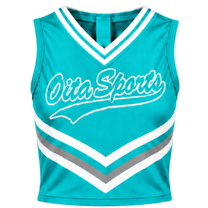 Custom Turquoise Cheer <b>Shirt</b> Sleeveless Team Sportswear Athletic Uniform Top Training Practice Performance Cheer Squad Apparel - Product Image 1