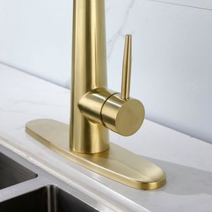 Rubinetto da cucina estraibile color oro, resistente alle impronte digitali, a foro singolo, montaggio su piano per cucine di centri commerciali - Product Image 6