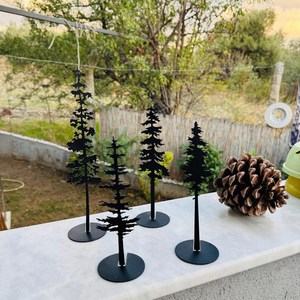Metal Christmas <b>Trees</b> Table <b>Stands</b> Set, Evergreen <b>Tree</b>, Farmhouse Mantel Decor, Christmas Gift, Metal Mantel Holiday - Product Image 4