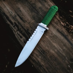 Cuchillo Bowie de Supervivencia de Hoja Fija de Acero Inoxidable Hecho a Mano con Borde Dentado, Punta Caída, Empuñadura Envuelta en Cordón y Funda con Presilla para Cinturón - Venta al por Mayor - Product Image 2