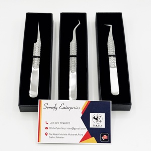 Pinzas de pestañas de acero inoxidable con etiqueta privada personalizada, nuevo diseño de agarre, herramienta hecha a mano para extensiones de pestañas postizas sostenibles - Product Image 4