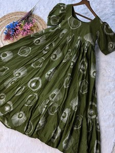 TENNECY Kurti de Verano para Mujer, Estampado en Algodón, Tradicional, Largo hasta el Tobillo, con Características de Secado Rápido, Elástico, Reversible y Sin Arrugas - Product Image 6