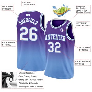 Custom Purple White-<b>Light</b> Blue Authentic Fade Fashion Basketball Jersey Personalized Stitched Team <b>Name</b> Number Sportswear - Product Image 2