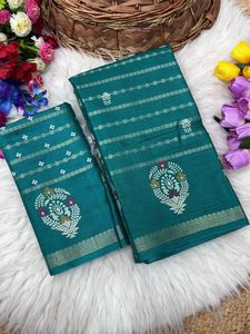Exclusive Designer Look Organic Silk <b>Saree</b> with Elegant <b>Blouse</b> Stylish Fancy Ethnic Latest Trendy Indian Modest Party Wear Women - Product Image 1