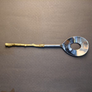 2-Piece Rustic Golden <b>Twig</b> Handle Salad Serving Set Stainless Steel Serving Spoon and Matching Salad Tongs <b>for</b> Farmhouse <b>Decor</b> - Product Image 3