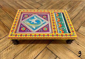 Juego de Platos Rectangulares de Madera de Acacia Premium con Diseño Tradicional de Cuerda Charpai para Uso en la Cocina del Hogar en Ramadán y Diwali - Product Image 4