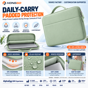Sac pour ordinateur portable imperméable vert sauge, mallette de travail fine avec poignées rétractables et fermetures éclair fluides - Product Image 5