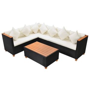 Ensemble de 4 meubles de patio blanc crème, ensemble de salle à manger élégant pour l'extérieur noir et blanc - Product Image 2