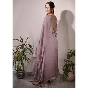 Ensemble de robe Anarkali en satin AABHA disponible en taille XS - Product Image 1