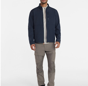 Men's Dark Blue Fleece Jacket Stand Collar Zipper Closure Windproof Casual Outerwear Regular Fit Polyester Material Autumn Wear - Product Image 5