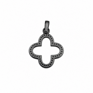 Pendentif en argent sterling 925 rhodié noir avec diamants véritables pour femme, bijoux fins de luxe, cadeau élégant et remarquable - Product Image 3