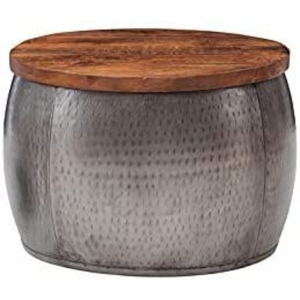 Table d'appoint en métal style vintage, finition bleu vieilli, tabouret en fer, mobilier d'appoint intérieur/extérieur pour patio, à prix abordable - Product Image 6