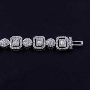 Pulsera de tenis geométrica de plata de ley 925 con moissanita VVS de corte esmeralda, joyería de lujo unisex estilo hip hop - Product Image 6