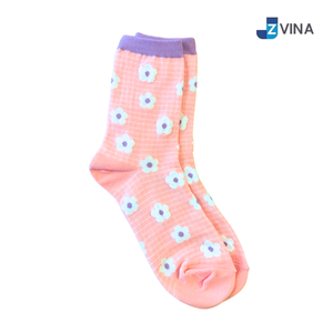 JZVINA Floral Crew <b>Socks</b> <b>Women</b> Cotton Spandex Breathable Knitted Spring Daily Wear <b>Socks</b> - Product Image 2
