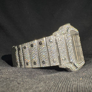 Reloj de Lujo Exclusivo para Hombre, Diseño Antiguo, Cuarzo, Acero Inoxidable, con Diamantes de Corte Brillante, Estilo Hip Hop, Resistente al Agua - Product Image 1