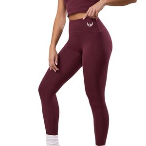 Legging taille haute bordeaux pour femme, extensible, respirant, sans couture, doux au toucher, pour fitness, yoga et entraînement, vêtement de sport - Product Image 2