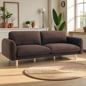 Sofá de Tela Nórdico Moderno al por Mayor con Paneles Laterales de Madera Maciza, Sofá Minimalista para Sala de Estar - Product Image 1