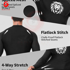 เสื้อรัดกล้ามเนื้อแขนยาวสำหรับผู้ชาย ซับเหงื่อ ระบายอากาศ เหมาะสำหรับออกกำลังกาย วิ่ง และเล่นกีฬา - Product Image 3