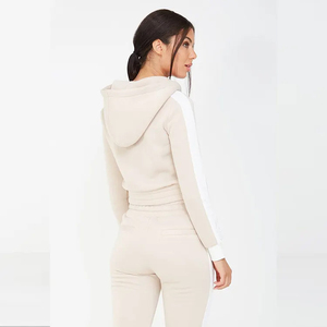 Women’s Fitted Sports Tracksuit | Hooded <b>Zip</b> Crop Jacket & Tapered <b>Jogger</b> Pants | Custom Wholesale Sportswear Set - Product Image 3