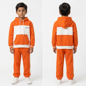 Custom Kids Winter Hooded Casual Tracksuit Regular Fit Cotton Fleece Sweatsuit Set Wholesale <b>Toddler</b> Boys Plain Green - Product Image 2