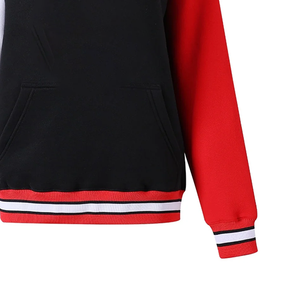 Sweat-shirt en chenille trois tons Delta personnalisé – Col rond contrastant noir, rouge et blanc avec poche avant, tissu respirant, fabriqué par le fabricant - Product Image 3