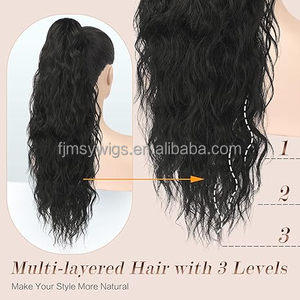 Molletta lunga e riccia ondulata in <span class=keywords><strong>capelli</strong></span> sintetici ondulati coulisse coda di cavallo pezzo di coda di cavallo estensione per le donne - Product Image 5