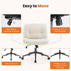 Sedia da Ufficio Moderna e Confortevole, Girevole con Regolazione in Altezza, Base a Croce, Senza Braccioli, Seduta Larga con Ruote per Computer - Product Image 6