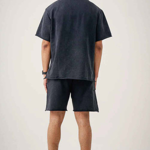 Best Men's Outdoor Summer Wear Set Breathable Lightweight Terry <b>Printed</b> T-Shirt & Shorts with <b>Stand</b> Collar <b>Printed</b> Design - Product Image 3