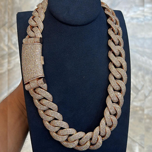 Customized 22mm Cuban Link Moissanite <b>Chain</b> 925 Sterling Silver Rose Gold Finish High Quality <b>Iced</b> Jewelz D VVS Necklace - Product Image 6