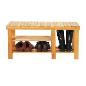 Scarpiera in bambù a 90 cm con scomparto per stivali, a strati, per riporre scarpe e stivali RT - Product Image 1