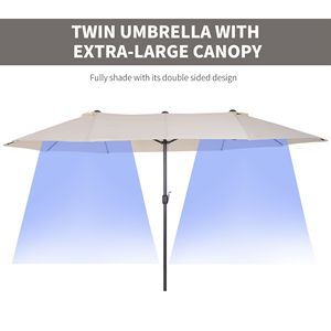 Ombrellone da Patio Extra Large 2,5m Bifacciale Crema/Bianco con Manovella per Esterni, Terrazze, Giardini, Piscine e Cortili - Product Image 4